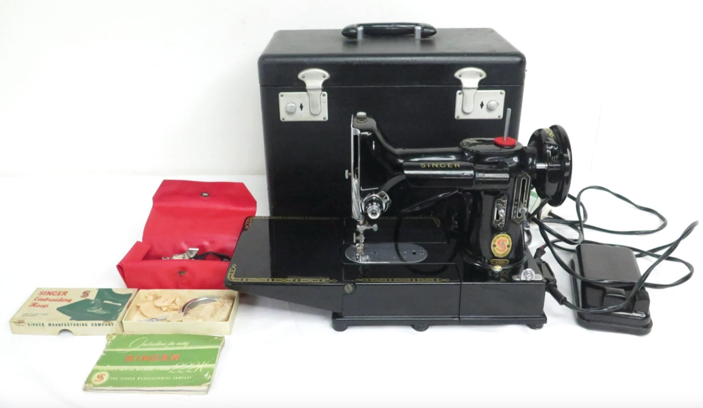 Singer 222K Featherweight Sewing Machine – Electric – Motor Controller – Working – With Case & Accessories