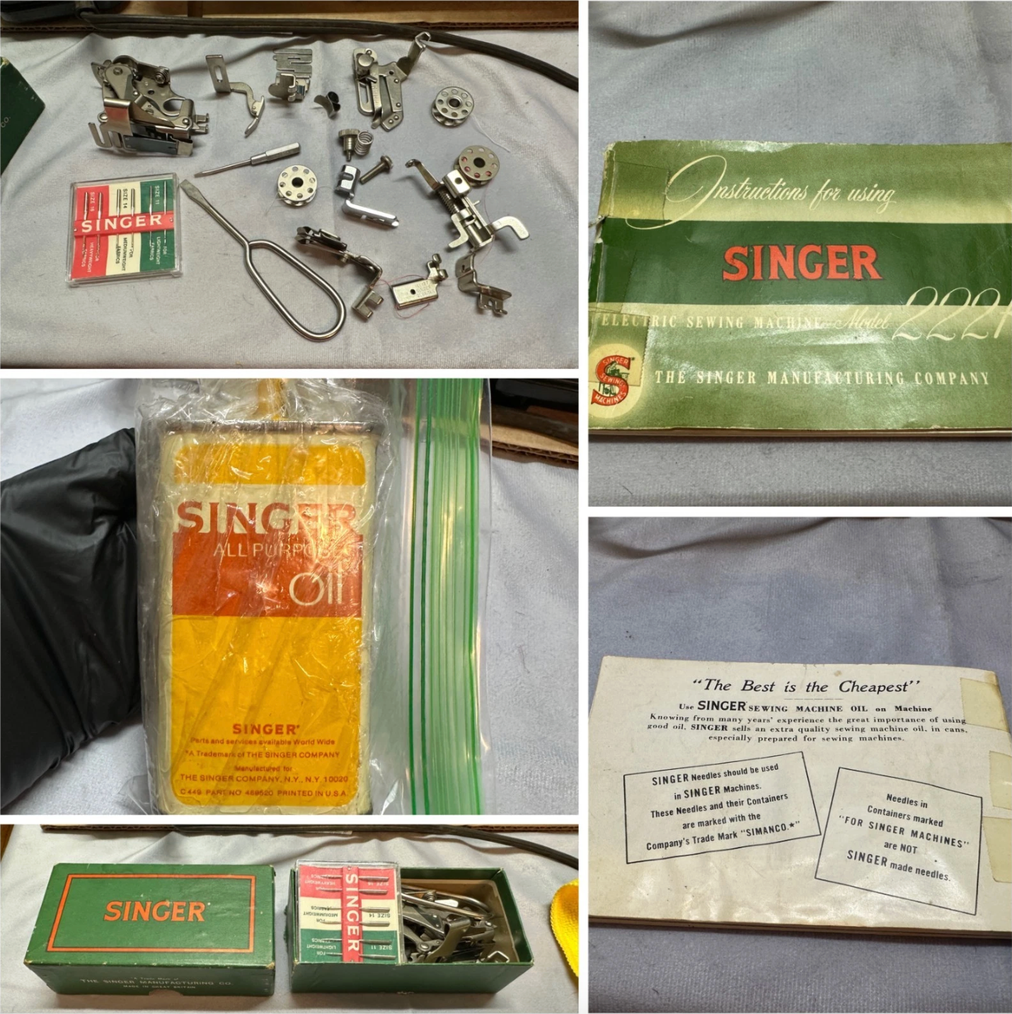 Vintage 1954 Singer 222K Featherweight Sewing Machine – Tested & Working – Portable Classic Sewing Machine