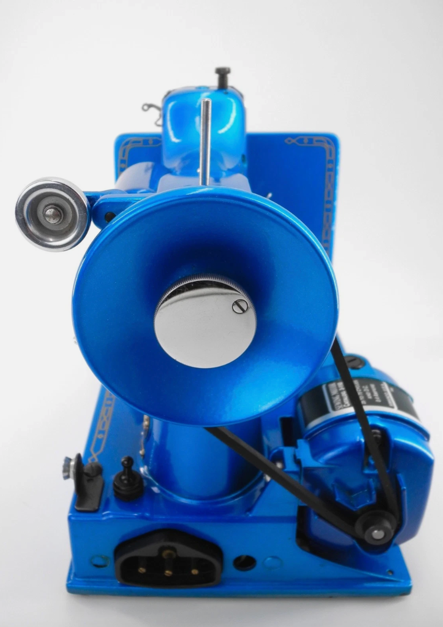 Vintage Singer 221 Featherweight Sewing Machine – Custom Metallic Blue, Fully Restored, Portable Quilting Machine w/ Case & Accessories