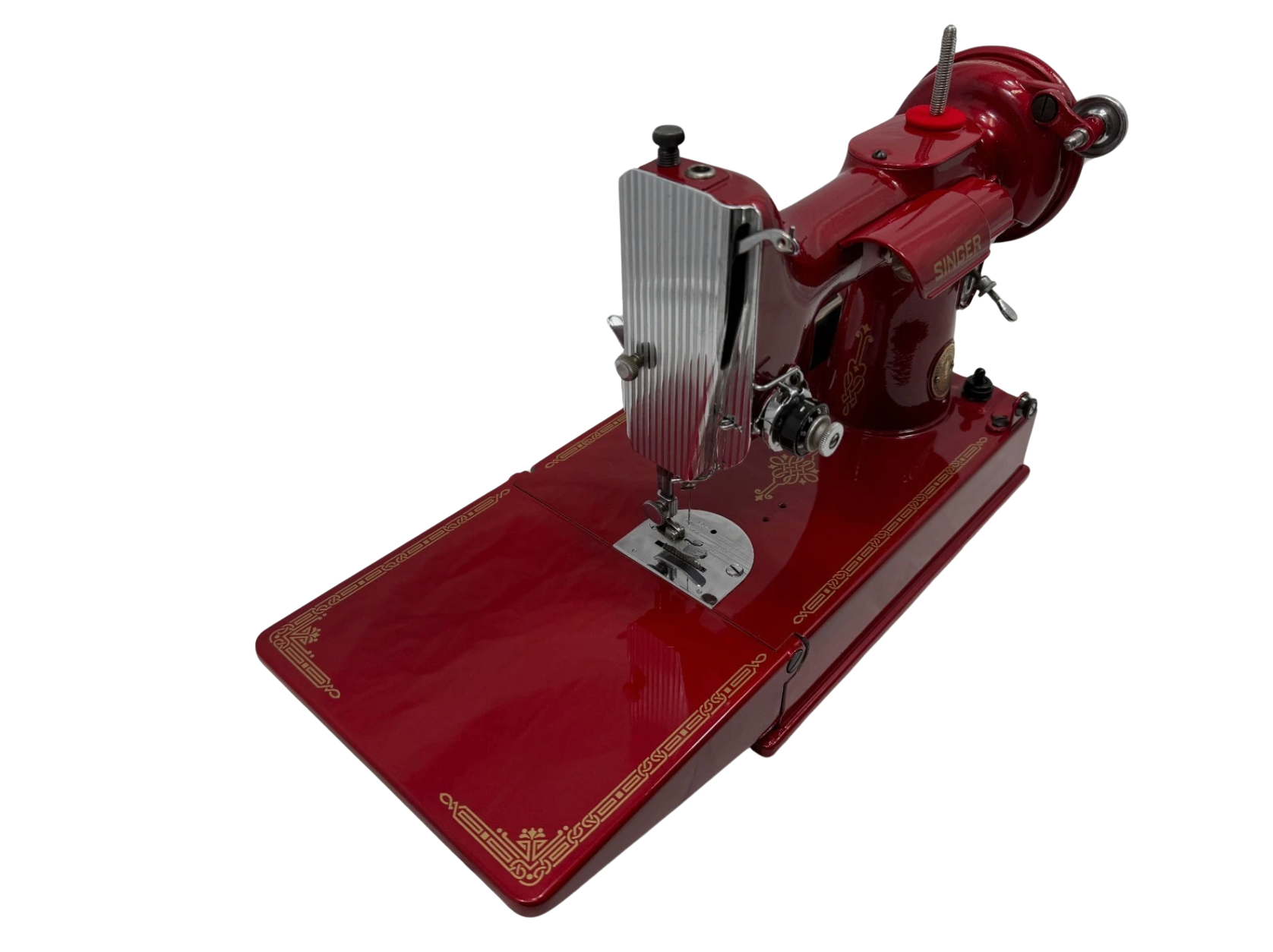 Vintage 1951 Singer 221 Featherweight Sewing Machine – Fully Restored Metallic Red with Case & Accessories