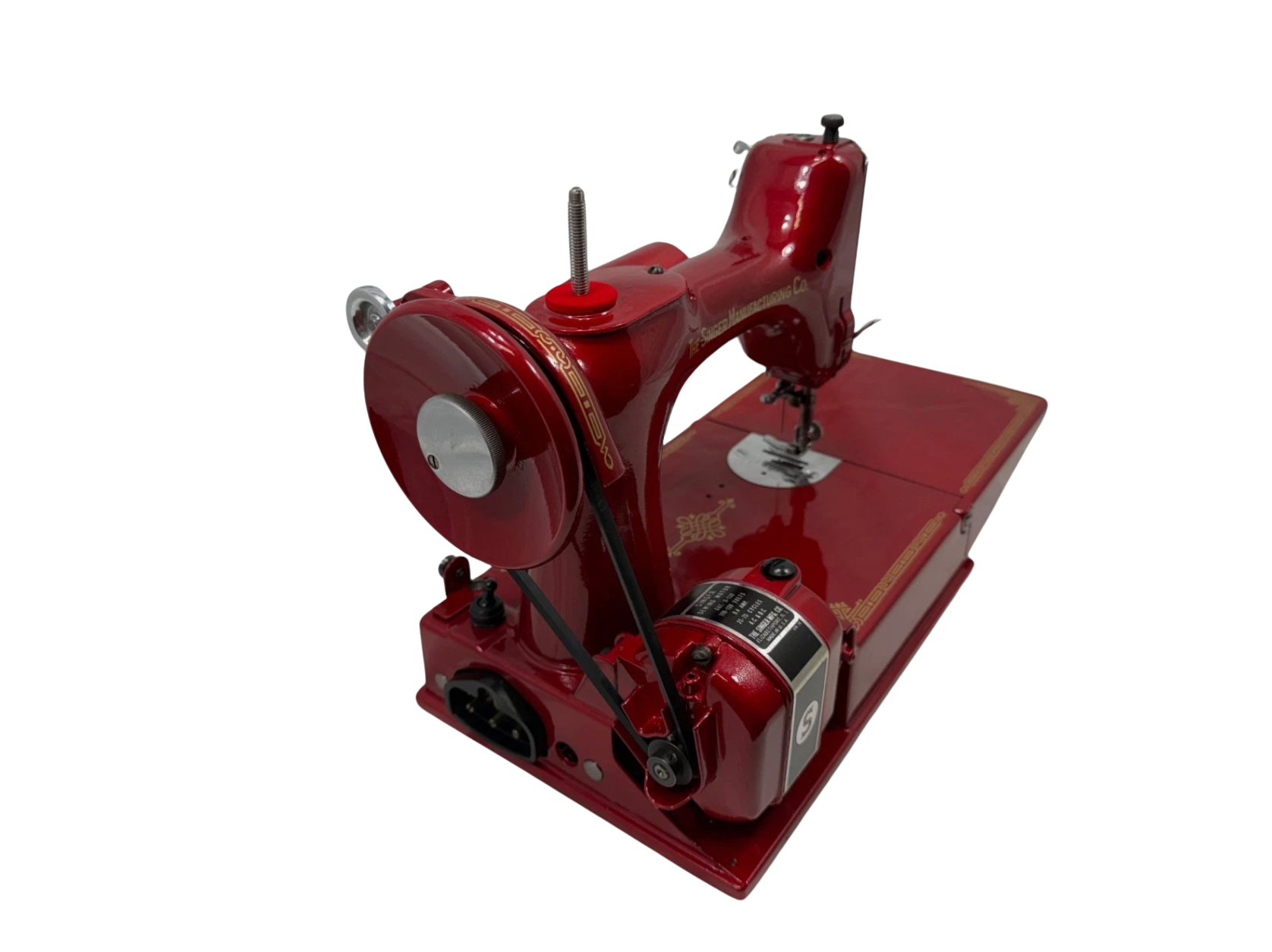 Vintage 1951 Singer 221 Featherweight Sewing Machine – Fully Restored Metallic Red with Case & Accessories