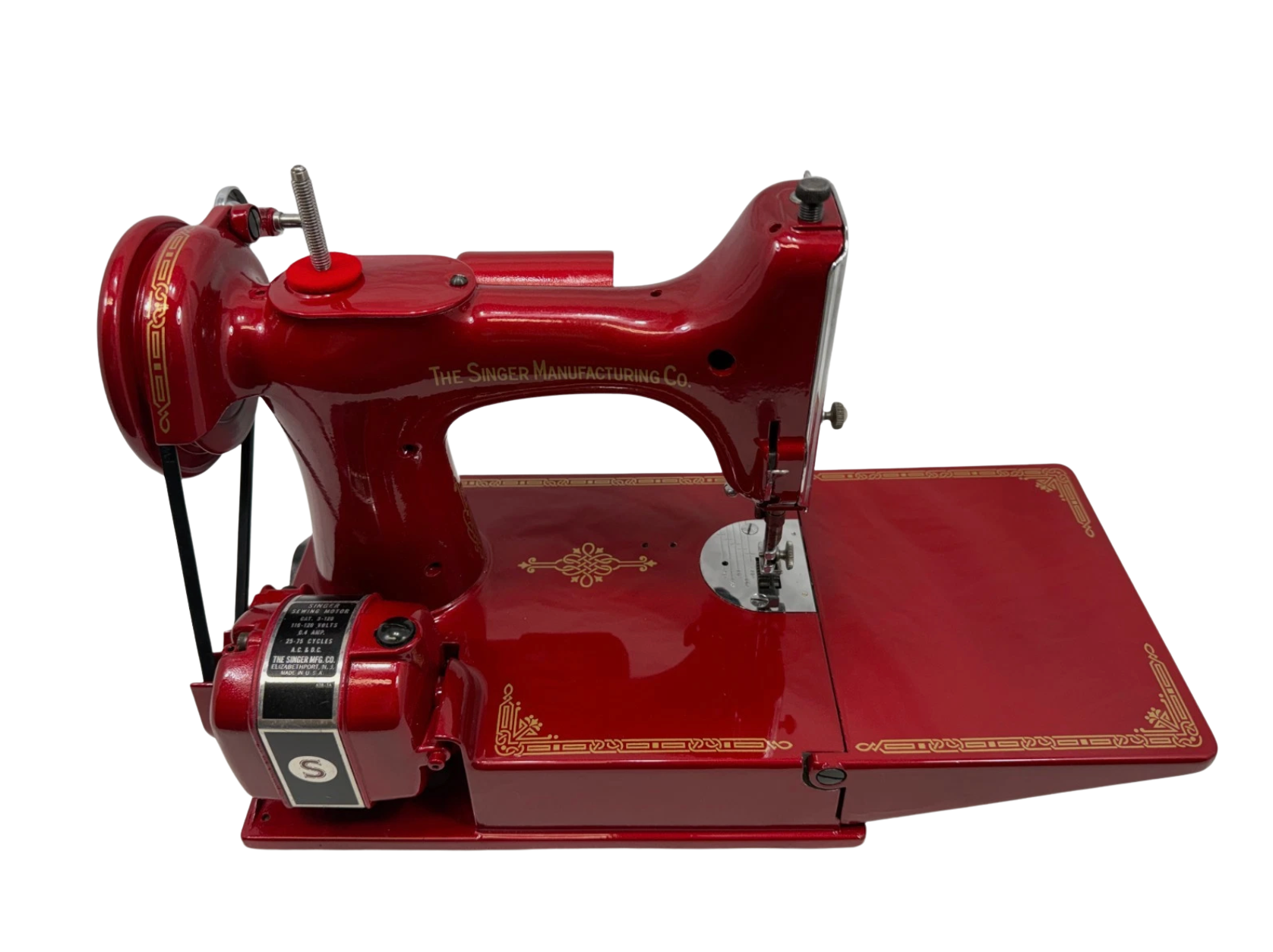 Vintage 1951 Singer 221 Featherweight Sewing Machine – Fully Restored Metallic Red with Case & Accessories